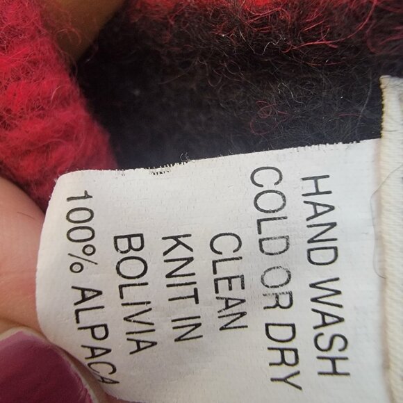 The Sweater Venture Hand-knit In‎ Bolivia 100% Alpaca Sweater Colorful Sz Medium - Picture 6 of 6